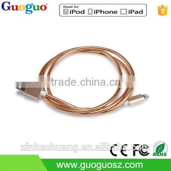 Promotion high speed 1M metal braided tranfer data mfi usb cable for iphone