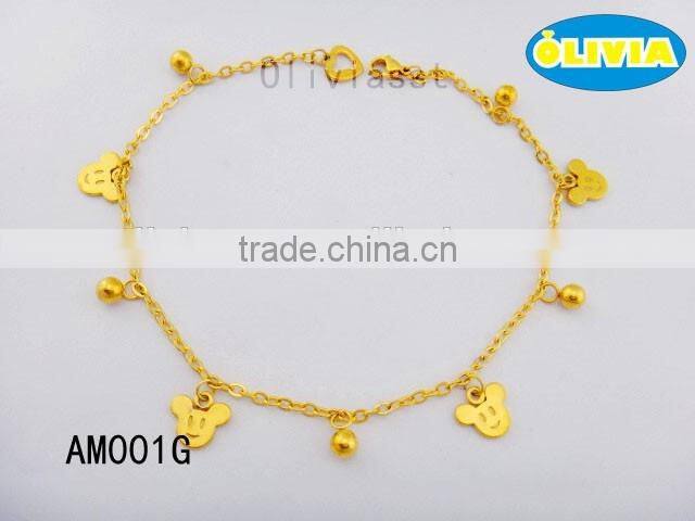 Olivia Jewelry Delicate New Arrival Heart Shape Charm Design Gold Plated Anklets