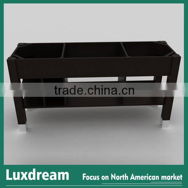 ADA hotel bathroom vanity with wood shelf