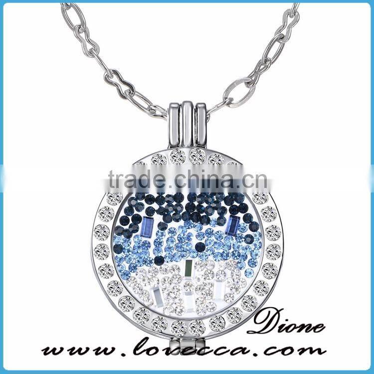 Alloy Necklace Locket, Coin Gold Necklace,Charm Crystal Necklace Women