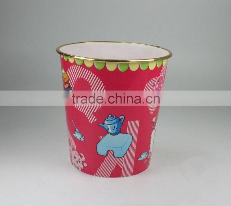 Plastic waste bin with golden edge