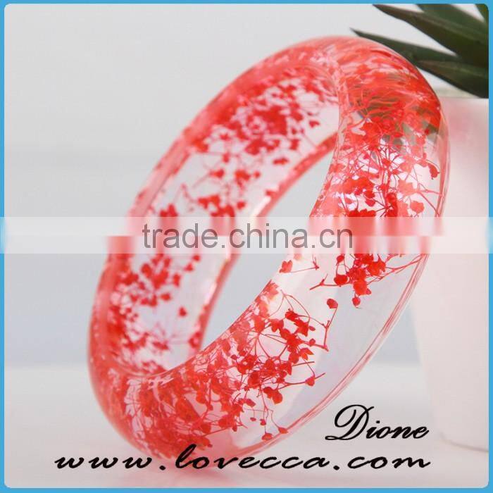 DIY Fashion chunky resin bangle with real flower inside