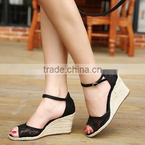 Factory price comfortable sandals wedges heel peep toe sandals high-heeled wedges platform shoes sandals PC3744