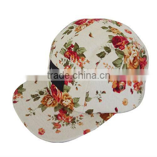 100 cotton 5 panel strap back hat custom design digital print custom floral 5 panel hat