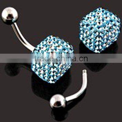 316L stainless steel dice crystal epoxy navel belly ring navel jewelry ring