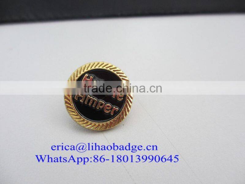 2016 Customized shape and logo Brass plating Sport Lapel pin badge with butterfly clutch Soft enamel Metal/Custom badge