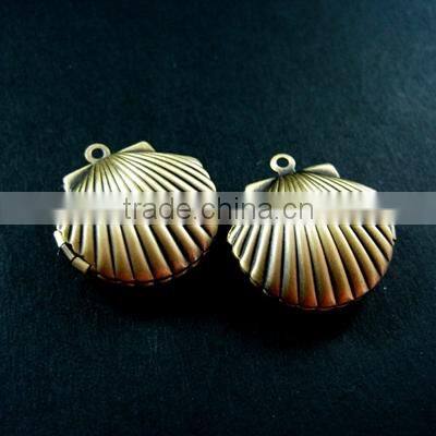 20x22MM antiqued bronze brass shell photo locket pendant charm DIY supplies 1191029