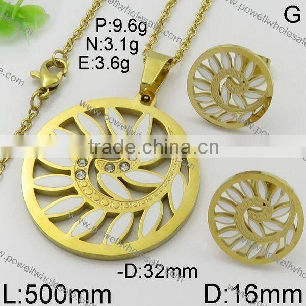 Wholesale price hot heart style 21 carat gold jewelry set