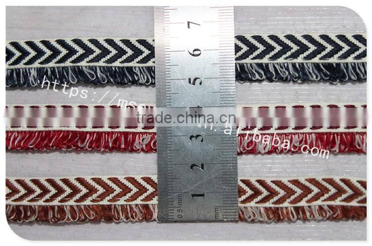 Good price 1.6cm width yarn dyed polyester weave with fringe wholesale