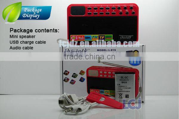 L-015 2015 hot mini fm auto scan radio with mp3 player and speaker
