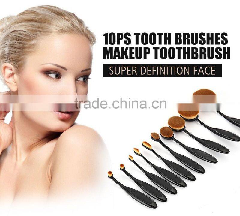 10Pc/Set Beauty Tools Toothbrush Shaped Foundation Eyebrow Eyeliner Lip Facial Makeup Oval Brushes