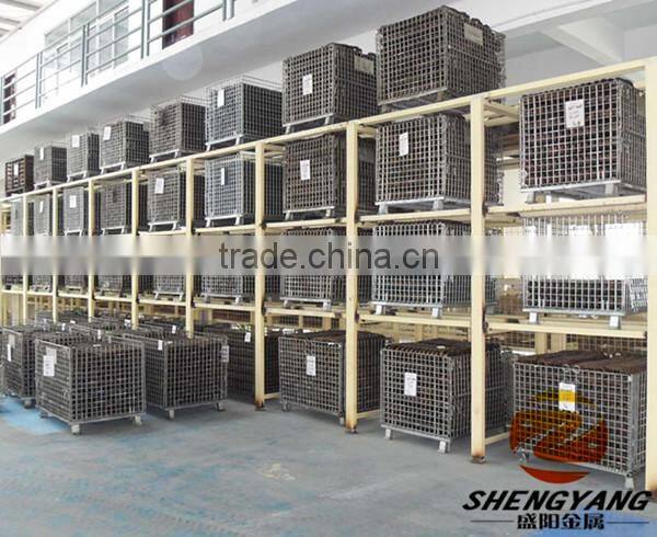 Hot recycle collapsible stillage cages galvanized metal wire mesh storage bins factory warehouse used storage cages with wheels
