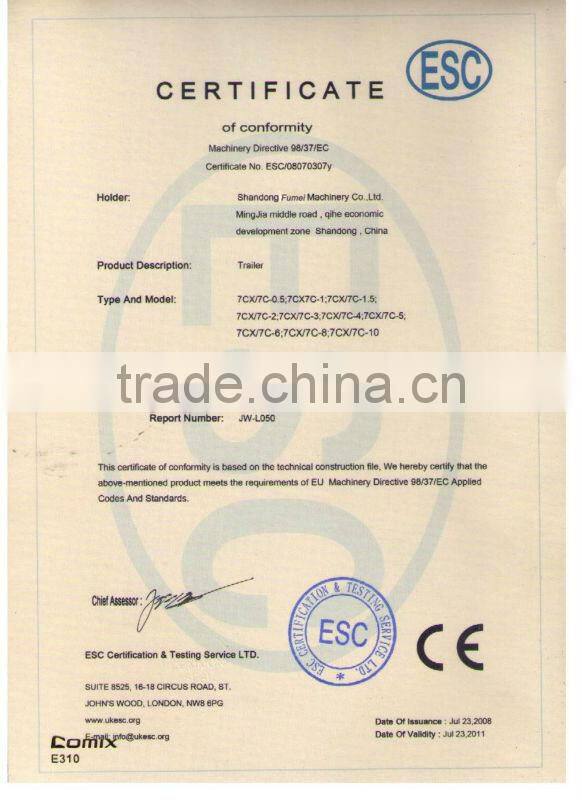 Europe style 8 ton tractor trailer with CE