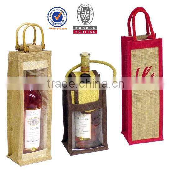 new top quality promotional custom made wine bottle jute burlap bag