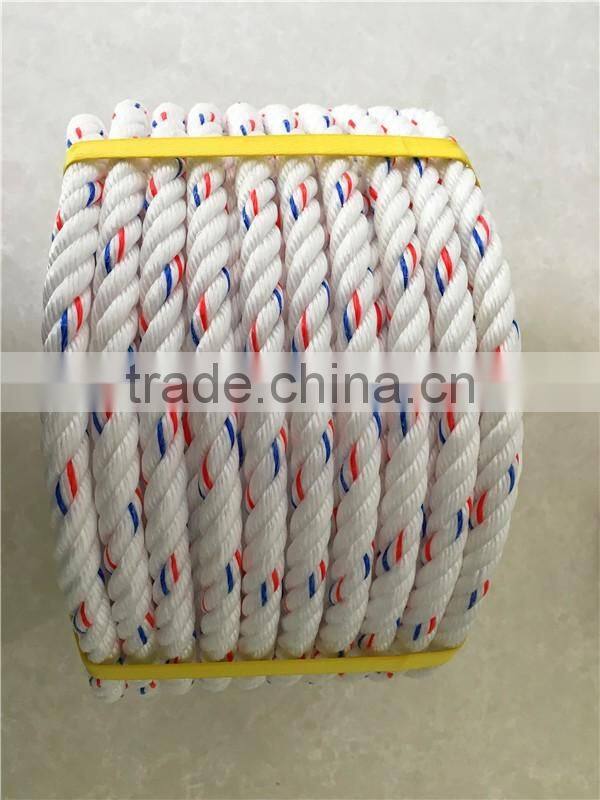 Cheapest PP Polypropylene Warning Rope For Sale White With Red And Blue Tracer
