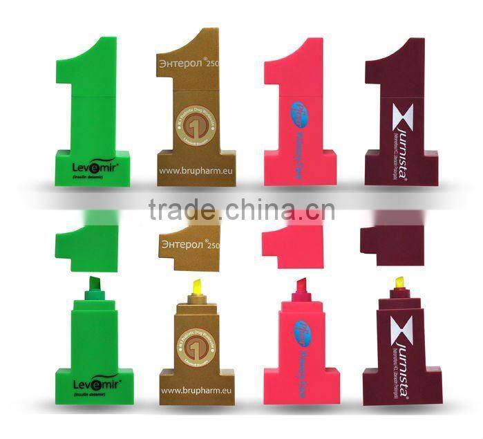 NO.1 shape Highlighter fluorescent markers office promotiona gift multi colored highlighter pen