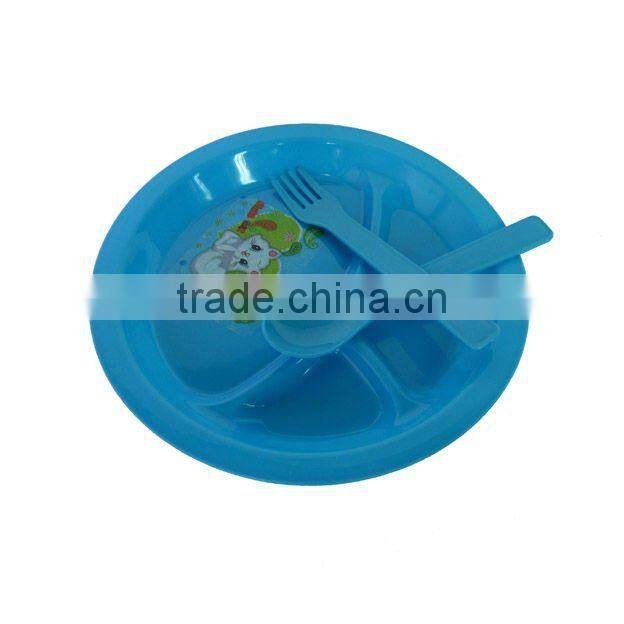 round plate 4pcs blue dinnerware plastic picnic set