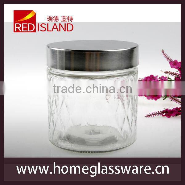 NICE PATTERN GLASS JAR TO STORAGE COCKIES & CANDY