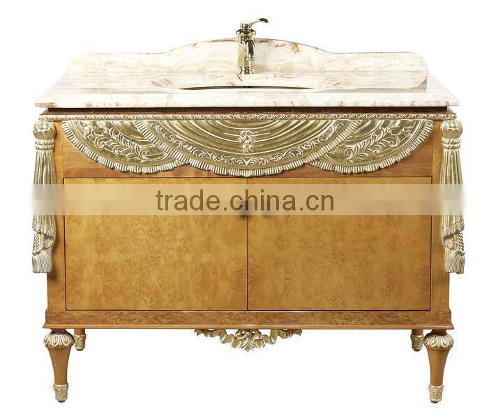 Elegant Bathroom Furniture Sanitary Ware, Hand Painting Vanity With Sink,Carved Wooden Bathroom Cabinet With Marble Top