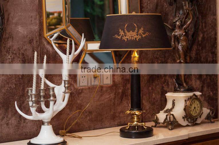 Black jade brass decorative living room table lamp with lampshade
