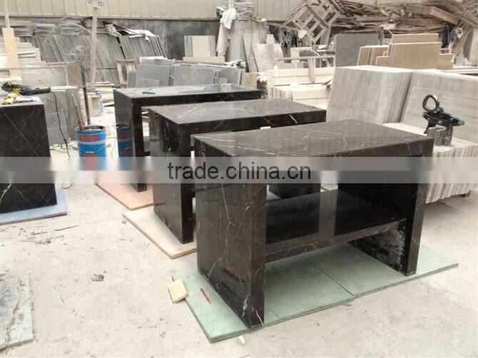 Polished Marble Top Wood Dining Table