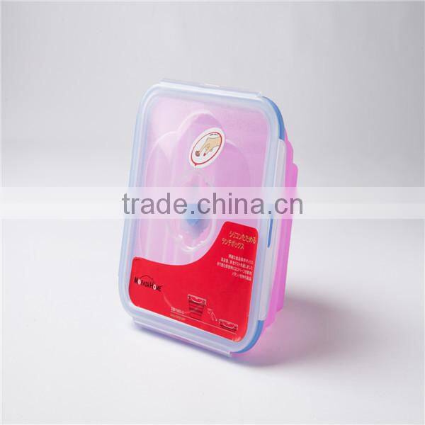 100% Food Grade Microwave Safe silicone foldable bowl with lockable lids