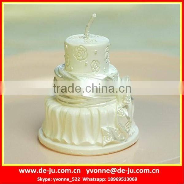 Four Layers Snow White Fake Birthday Cake With Candles