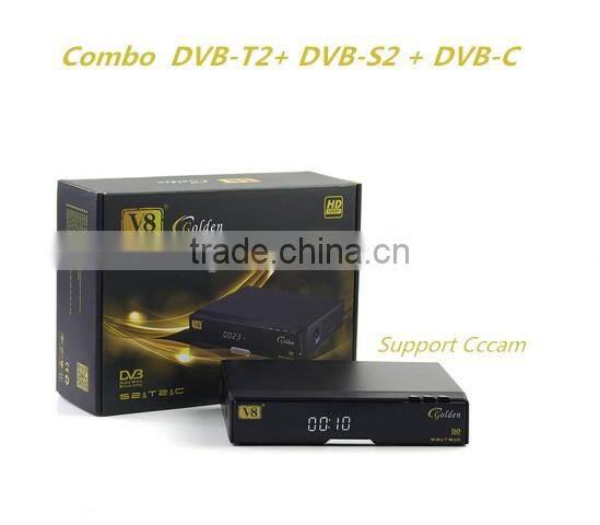 V8 Golden DVB-S2+T2/C 1080P Full HD IPTV Set Top Box Support Cccam Youtube 3G Powervu PVR Digital Satellite Combo Receiver