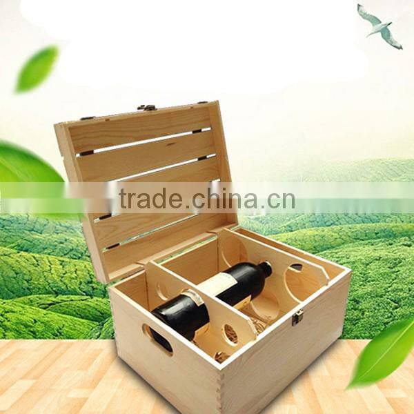 100% High-Quality Pine Wood Red Wine Square Box, Bottle Storage Packaging Box