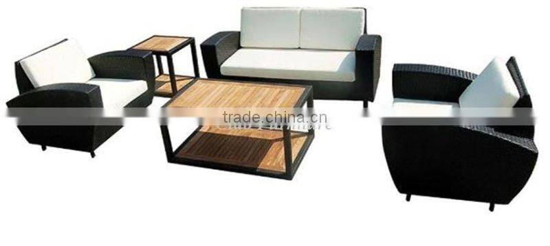Rattan Furniture teak wood end table with rattan sofa set