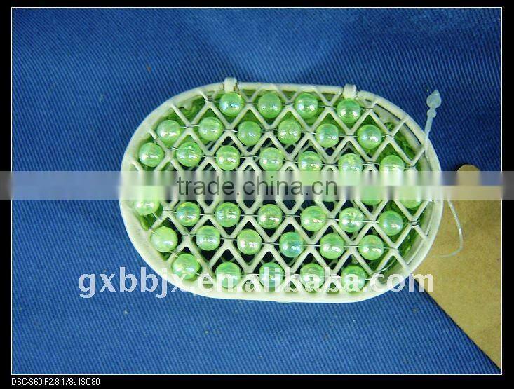 Green pearl & paper rope wire colorful storage boxes with lid