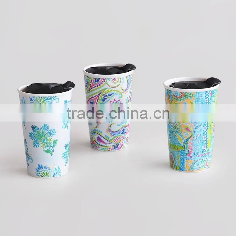 ceramic travel mug with silicone lid,travel mug with silicone cover,stoneware travel mug with silicone lid