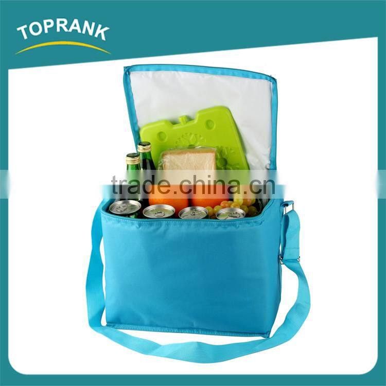 Custom color promotional foldable insulated frozen whole foods cooler bag with ice brick