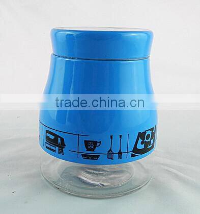 skyblue spraying plastics big bottom glass jar for pasta