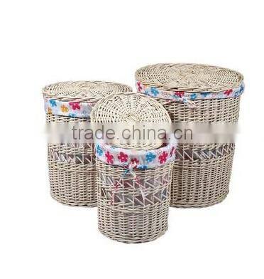 wicker material hand woven folding laundry basket with legs