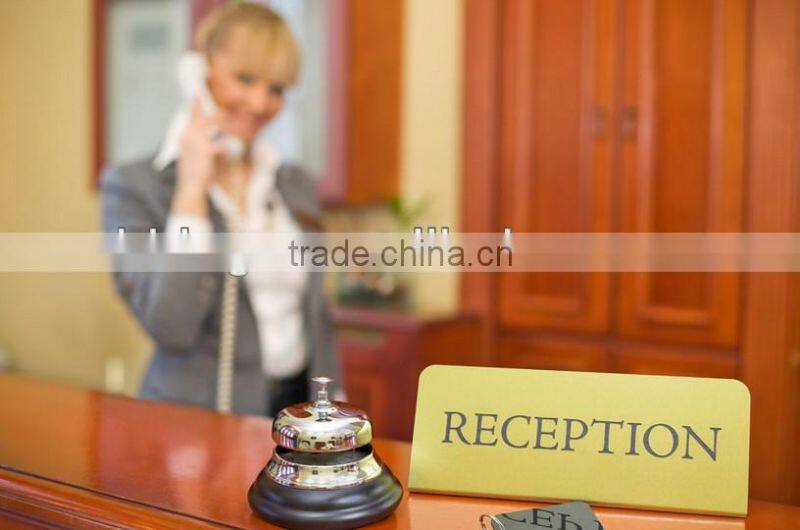 High quality reception table sign stand/ Double side table hotel sign stand/ Table top sign holder with metal base P-56 Hot sale