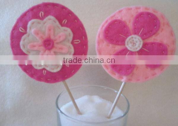 2017 best selling new product decorative custom handmade fabric felt cheap fashion artificial flower stick wholesale