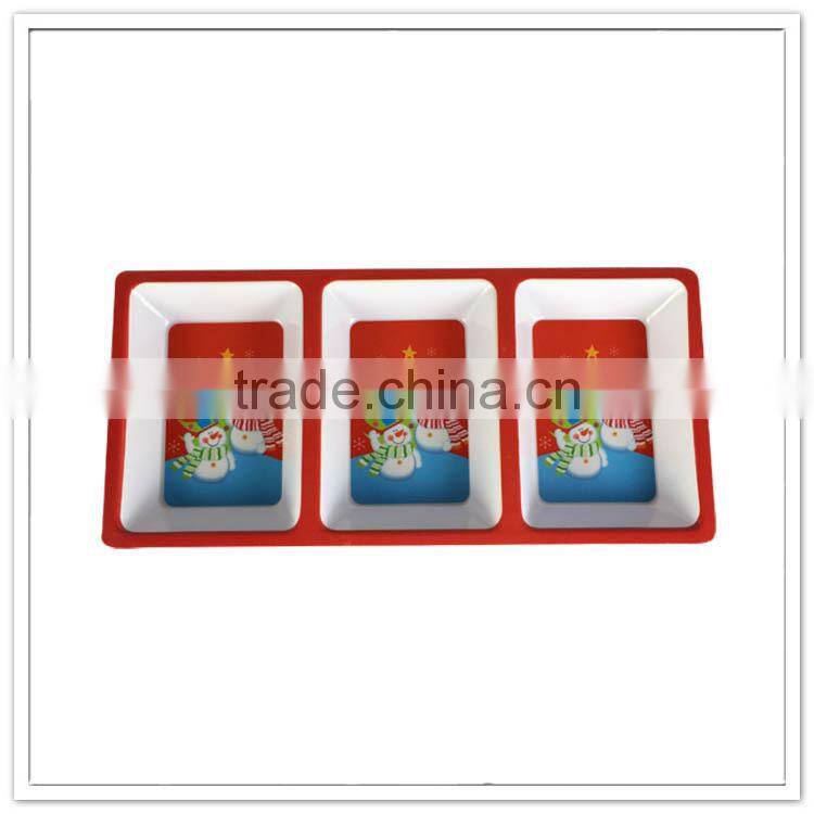 Christmas festival products three chips use colorful rectangle holiday divider bowl