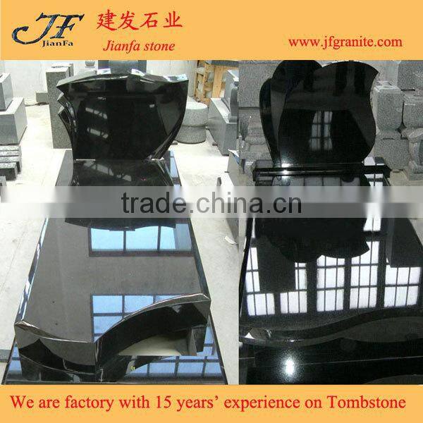 Western Style Large Absolute Black Granite Headstone For Sale