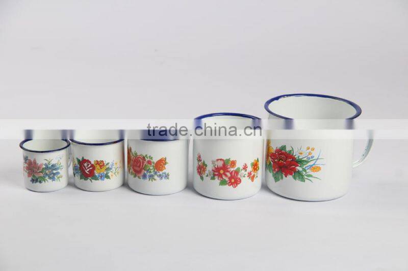 6/7/8/9/10/12cm GREEN carbon steel metal enamel mug plain