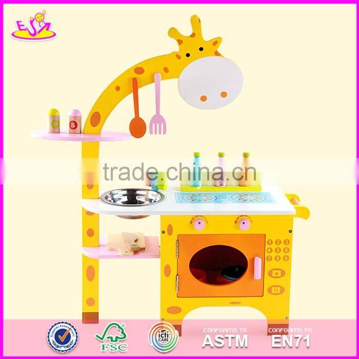 2017 new design giraffe preschool toy wooden children play kitchen W10C234