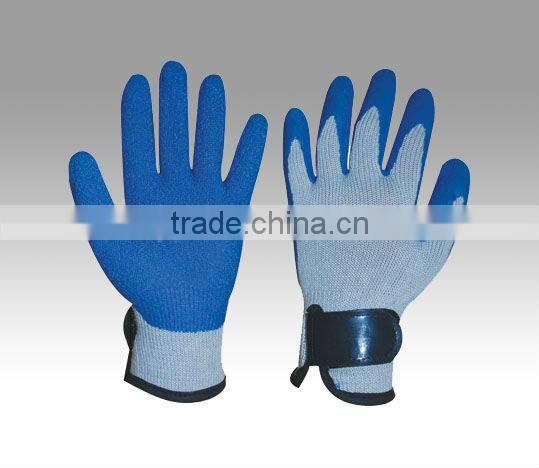 CR 10G seamless T/C liner palm coated latex,crinkle finish,knit wrist with hasp