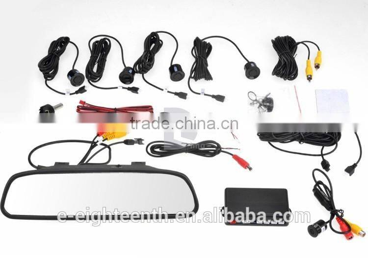 2016 4.3" LCD 4 Parking Sensors Camera Car Rearview Mirror Reverse Radar System