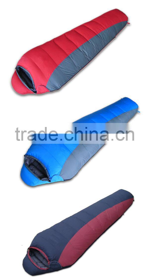 High quality goose down with cold protection collar adjustable wateproof outdoor camping sleeping bag