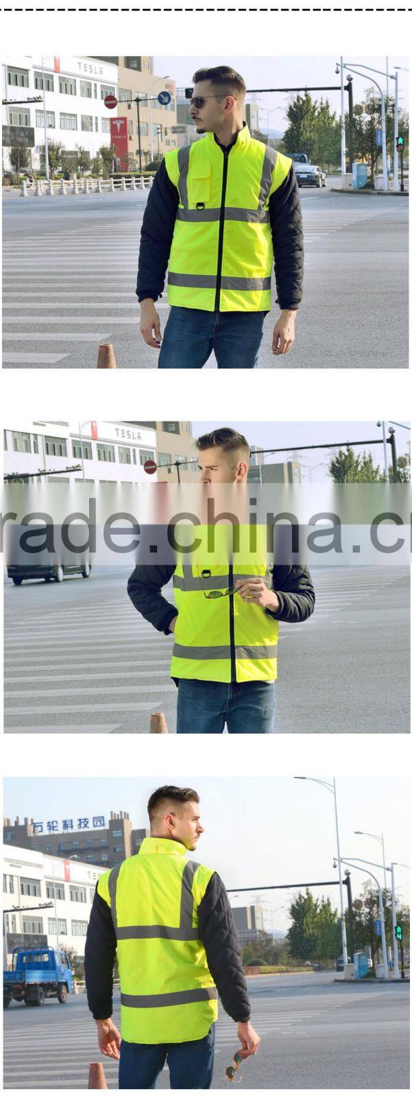 Polyester Fabric With PVC Coating High Visibility Reflective Rain Coat
