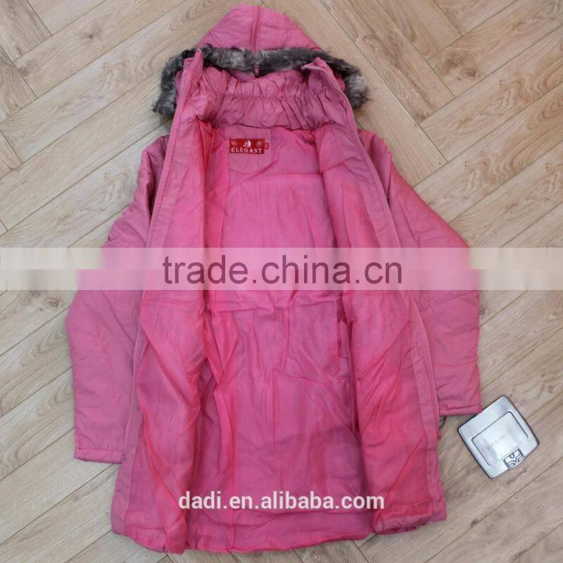 2016 Padding Ladys Winter Long Jacket With Fake Fur Hood