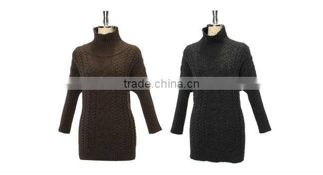 OEM ladies fashion high collar vantage woman slim pullover sweater