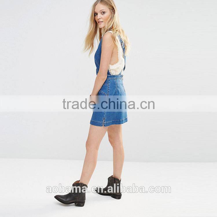 Casual Vacation Multicolor Short denim dress casual design for ladies