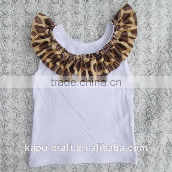 Boutique Baby Girl White Cotton Tank Top Manufacturer With Satin Ruffle