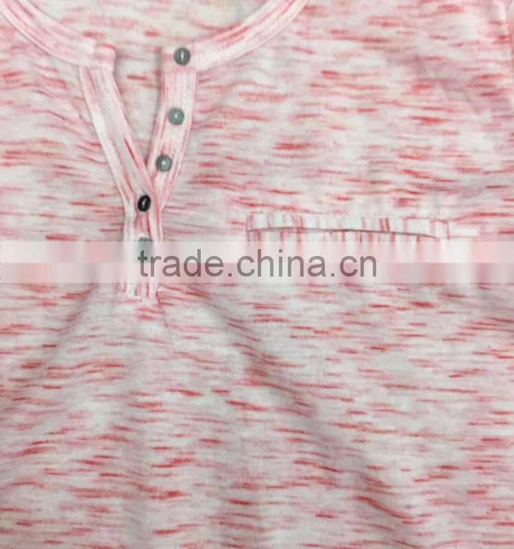 Women stock apparel v-neck slub cotton t-shirt